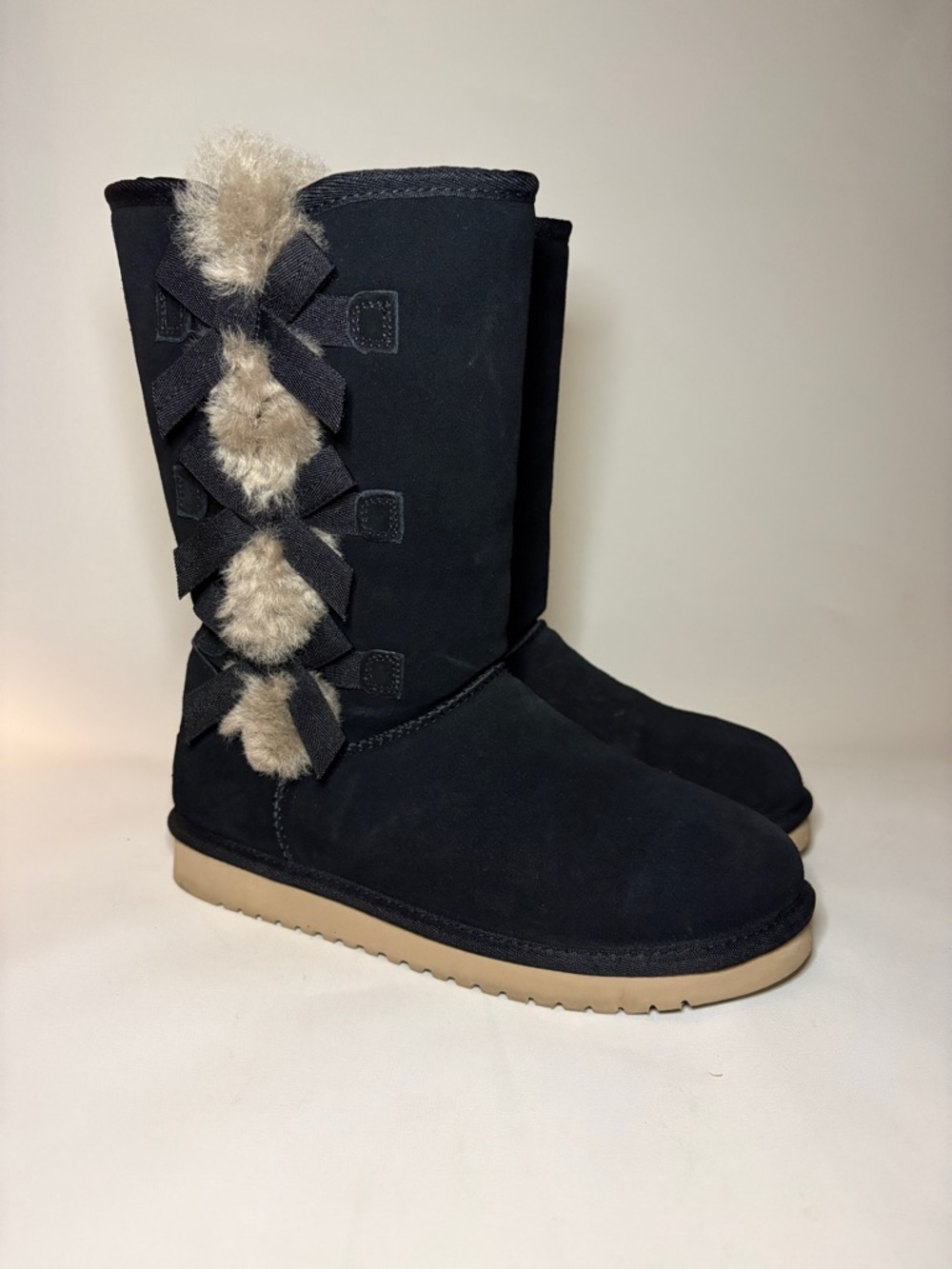 NWOT UGG Koolaburra Victoria Black Suede Mid-Calf Boots‎ Size 7 WIDE